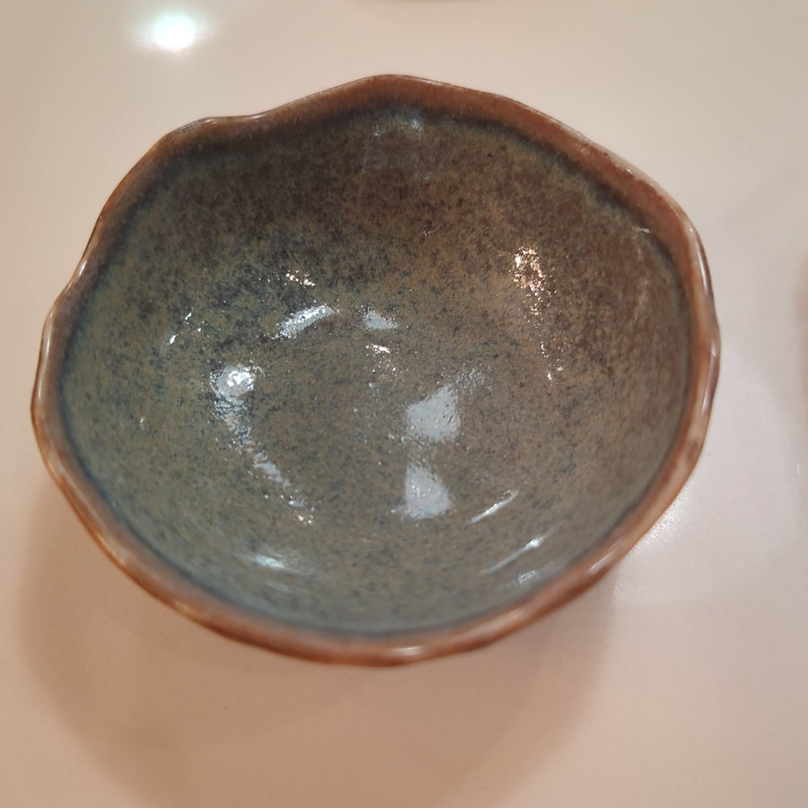 Blue glazed ring dish